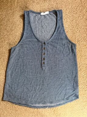 Melrose and Market Blue and White Striped Knit Top